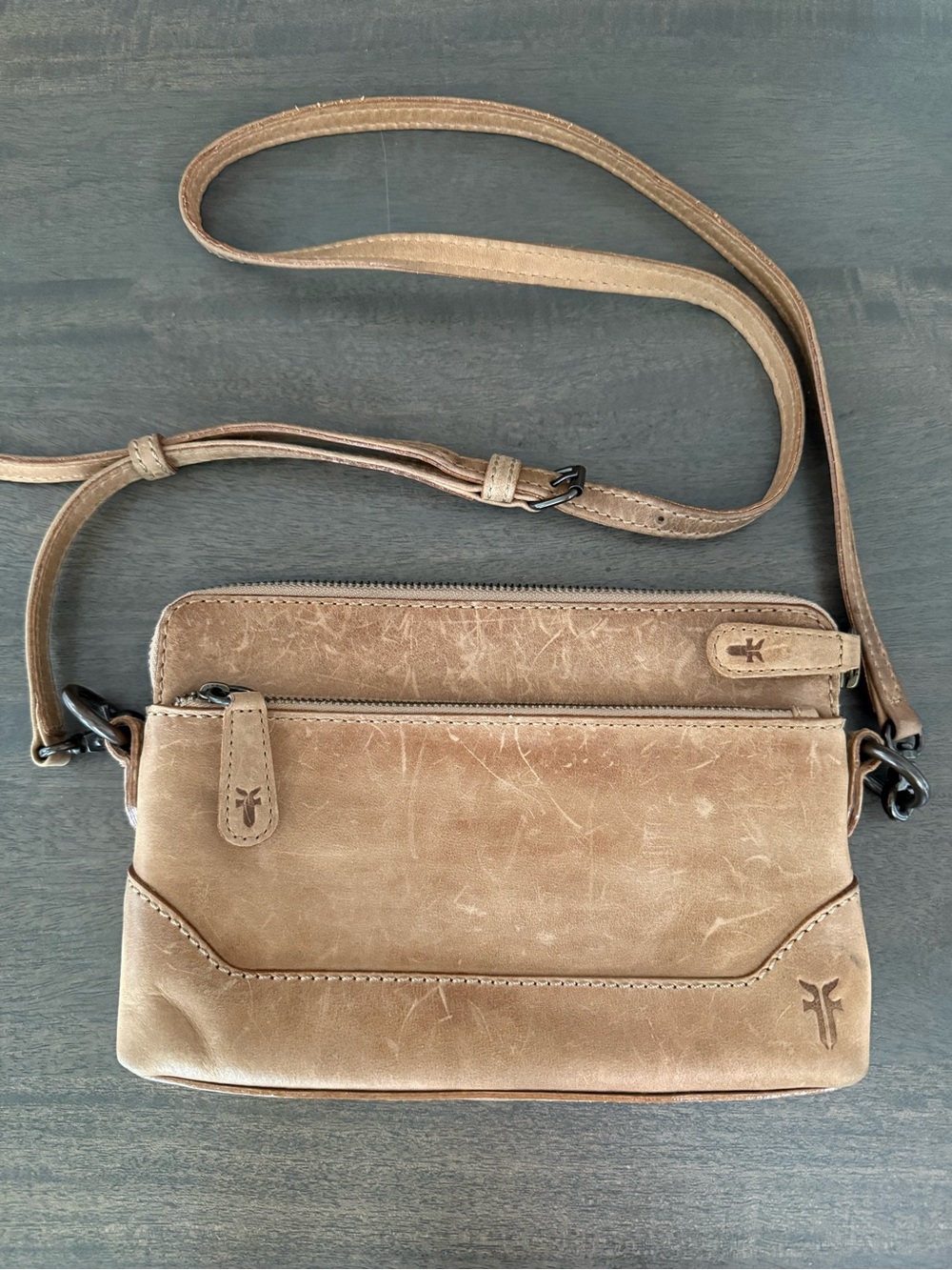 Frye Tan Leather Crossbody Bag
